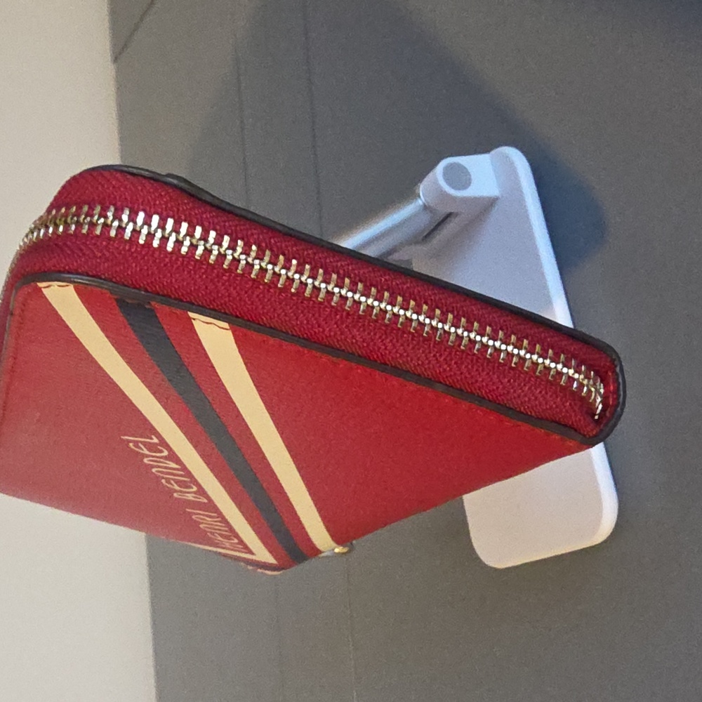 HENRI BENDEL NEW YORK Red Stripe Zip Around Long Wallet - Picture 5 of 13